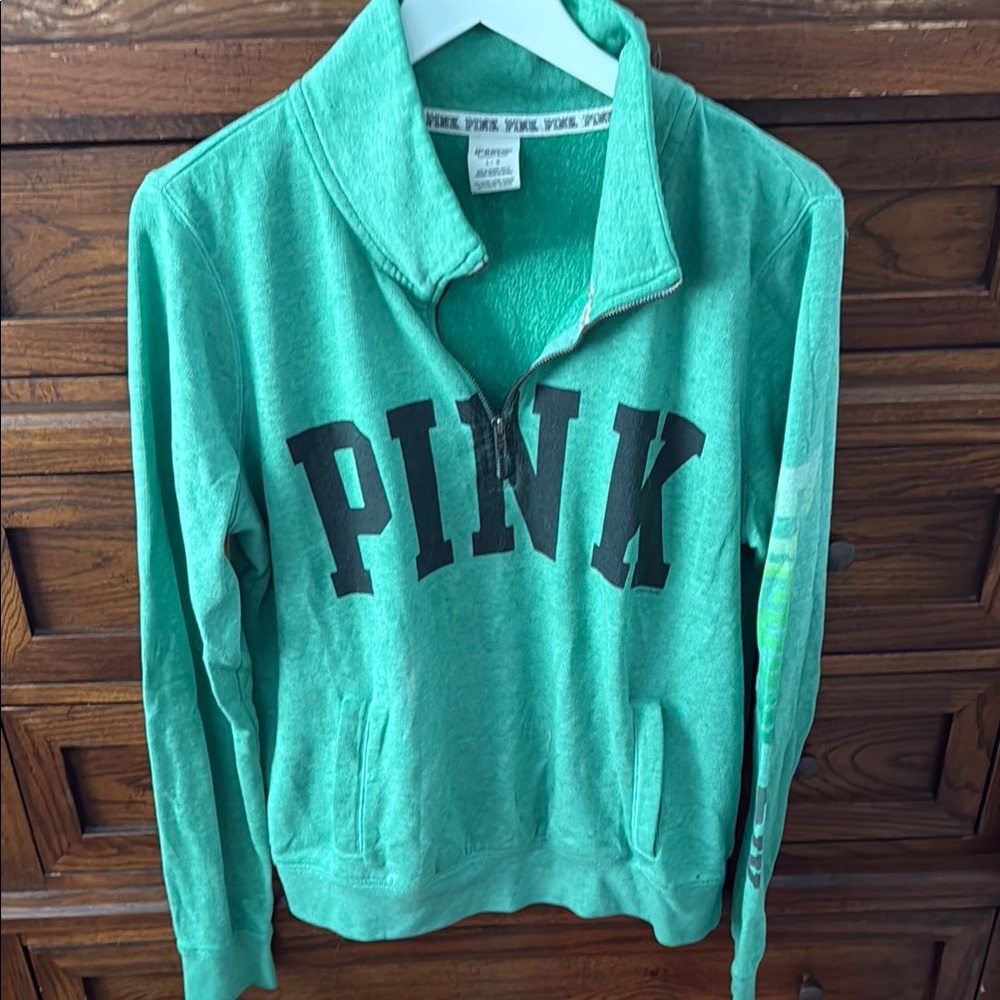 Green PINK Quarter-Zip Sweatshirt